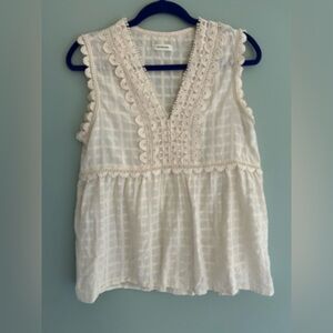 Max Studio Cream Lace Trim Blouse